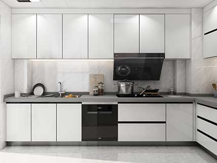 Classic L-Shaped Stainless Steel Kitchen Cabinets