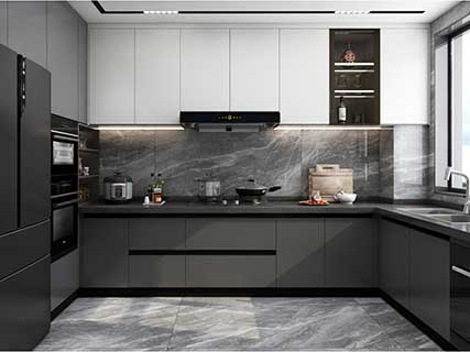 Classic U-Shaped Stainless Steel Kitchen Cabinets