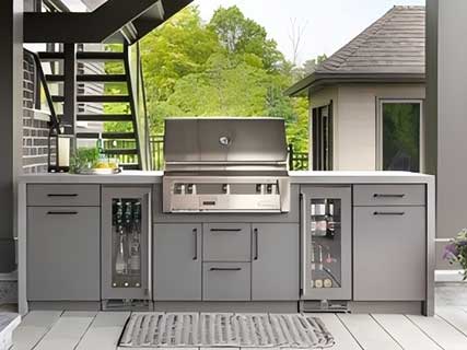 Gray Stainless Steel Outdoor Grill Cabinet