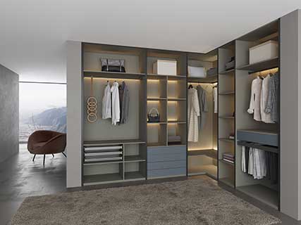 L-shaped Shaker Style Stainless Steel Wardrobe