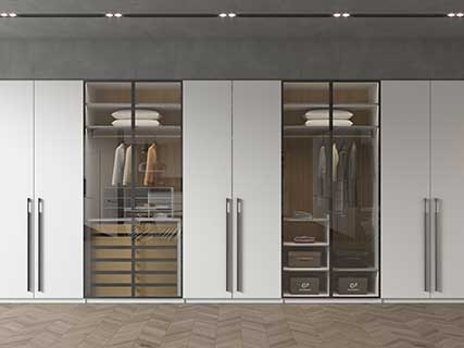 Modern Glass Door Stainless Steel Wardrobe