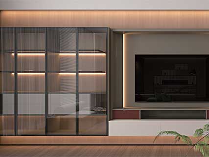 Modern Glass Door TV Cabinet