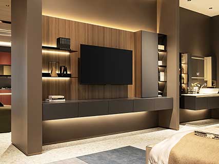 Wood Grain Wall-Mounted TV Cabinet