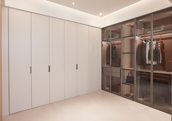 L-shaped Shaker Style Stainless Steel Wardrobe