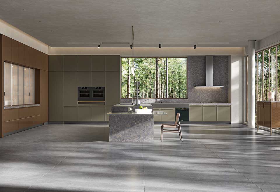 Modern High Gloss Island Kitchen Cabinets