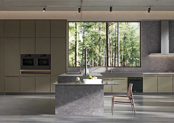 Modern High Gloss Island Kitchen Cabinets