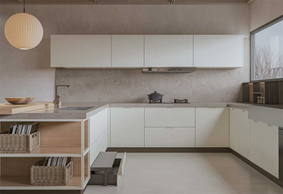 Modern White Stainless Steel Kitchen Cabinets