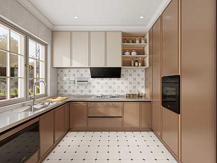 Shaker Style U-Shaped Stainless Steel Kitchen Cabinets