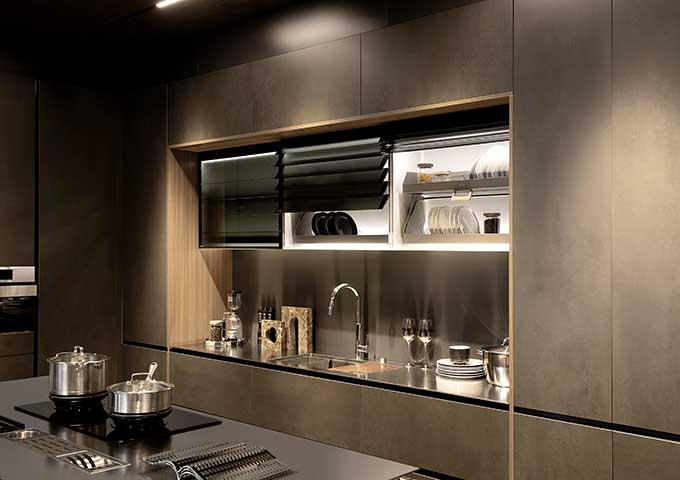 Traditional Wood Grain Stainless Steel Cabinets