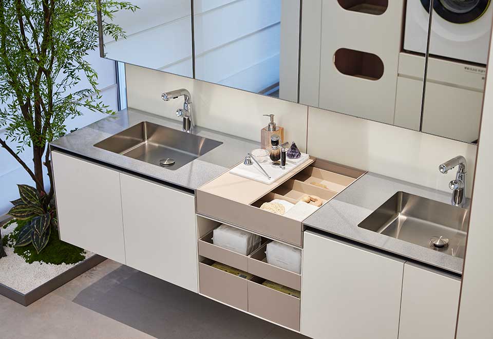 White Stainless Steel Modern Bathroom Cabinets