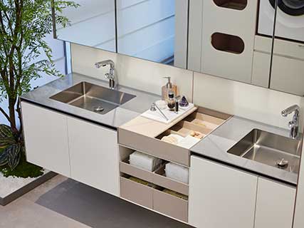 White Stainless Steel Modern Bathroom Cabinets