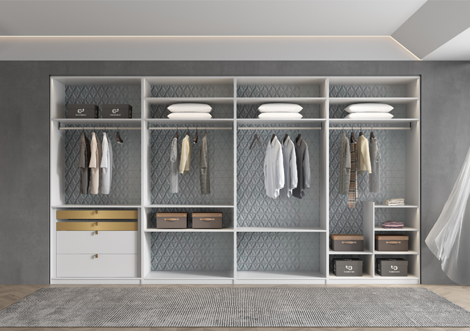 White Stainless Steel Modular Wardrobe